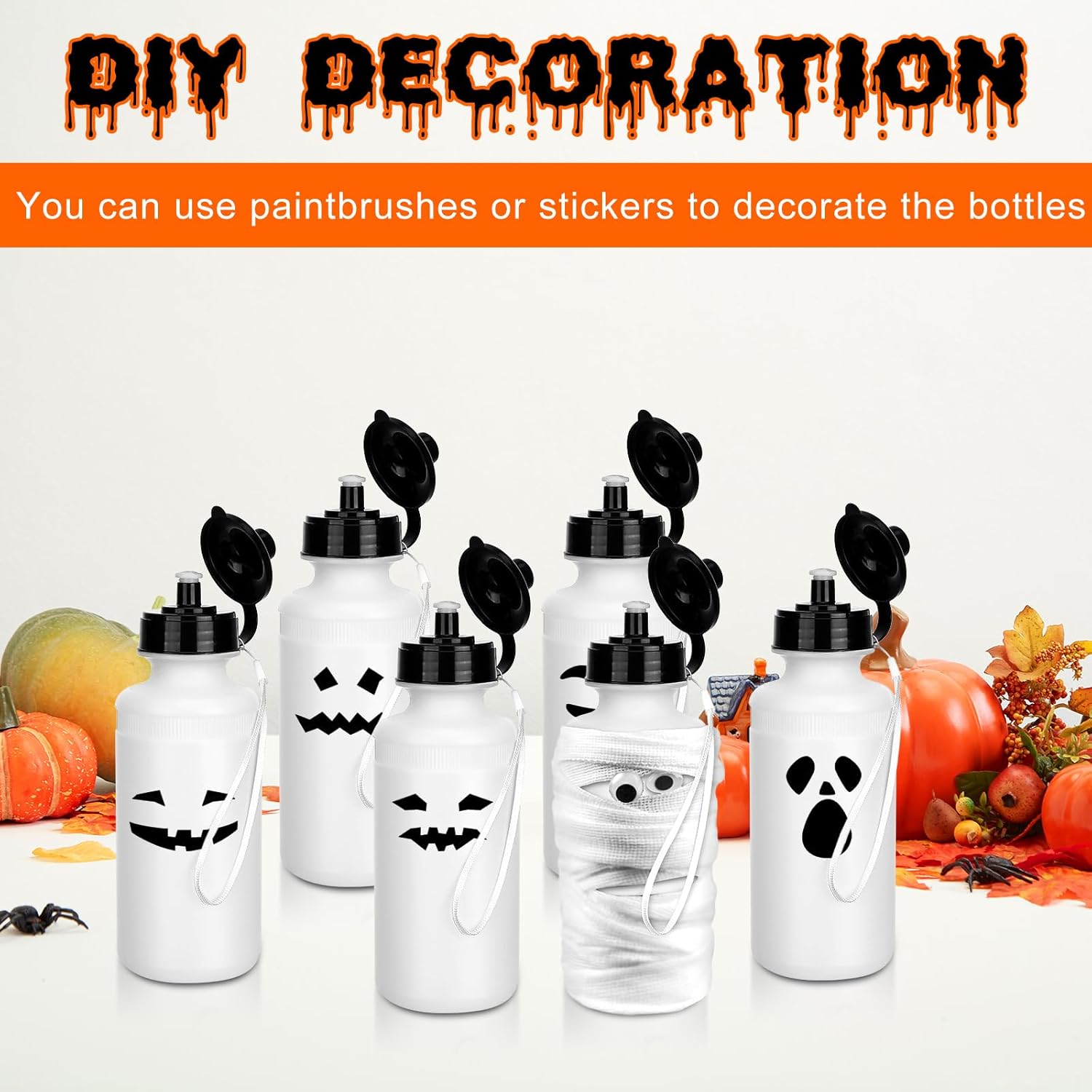 72 Pcs Sports Water Bottles Bulk 20 oz Squeeze Reusable Plastic Water Bottles with Nylon Strap Leak Proof Blank DIY Cups for Summer Travel Hiking Cycling Sport Event Team Gifts - Image 4