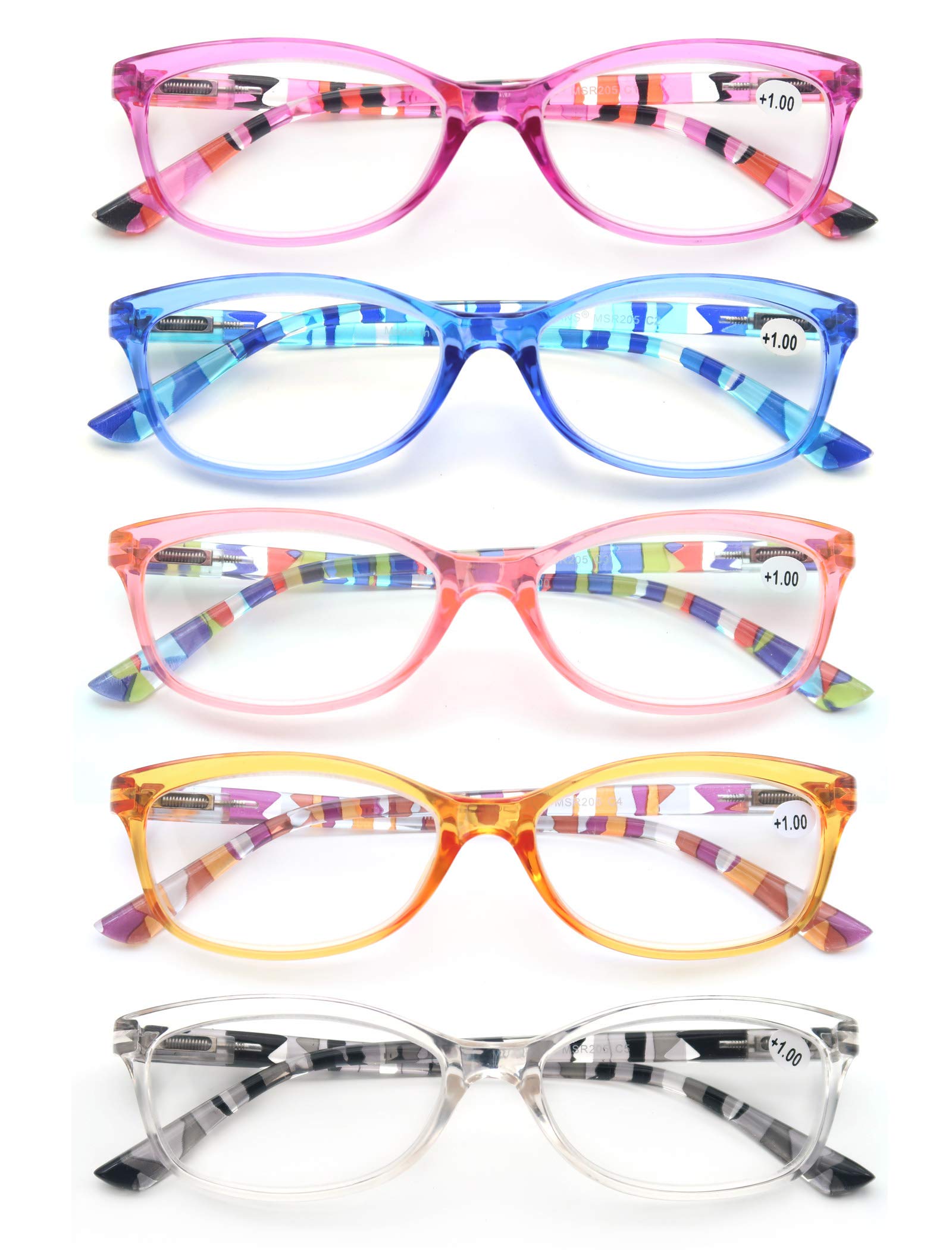 HEEYYOK Women's Reading Glasses Colorful Readers Glasses 2.5 for Small Face Ladies Cheaters-Lightweight Comfortable Frame with Durability spring hinge 5 Pack
