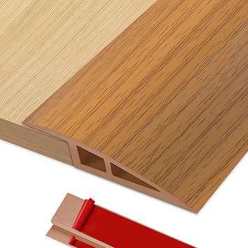 Door Thresholds Floor Transition Strip Self Adhesive 36 inch, 1/2  3/5 Threshold Ramps for Doorways, Edge Reducer Vinyl Transition Strip for Door Floor Light Brown