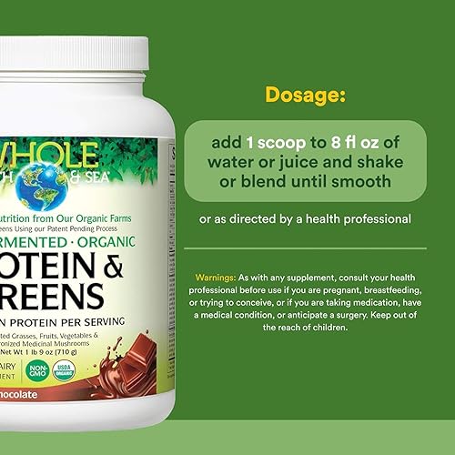 Miniatura 3 de Whole Earth & Sea from Natural Factors, Proteína Fermentada Orgánica y Verduras, Suplemento alimenticio integral vegano, Tropical, 1lb 7.3 Oz