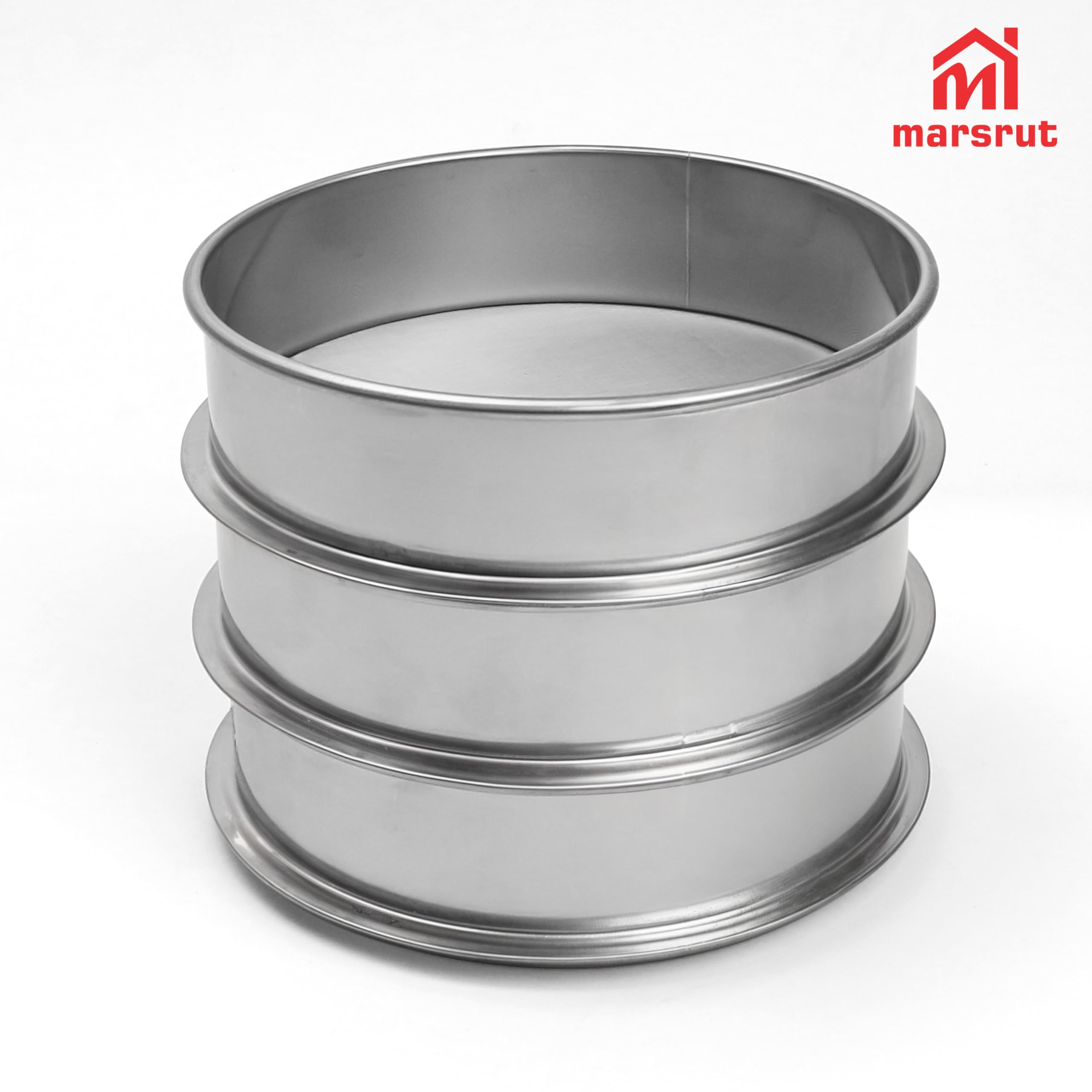 Lot de 3 tamis en acier inoxydable pour herbes, pollen, empilable, 25, 45, 75 microns (taille : 15 x 4,8 cm, couleur argent)