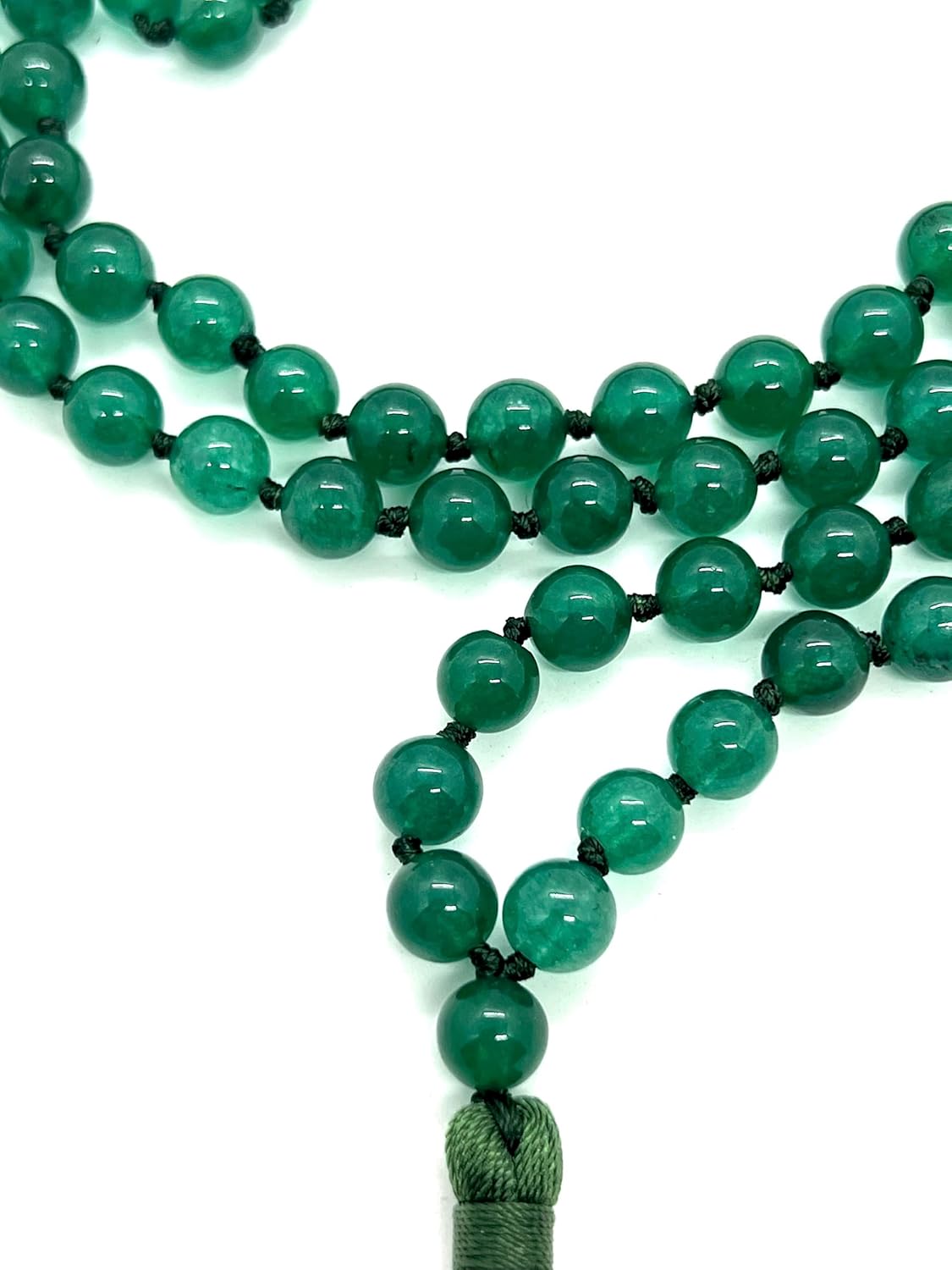 Hand-Knotted Green Jade Mala (108 Beads, 8mm) - Libra Birthstone & Heart Chakra Balance - Image 2