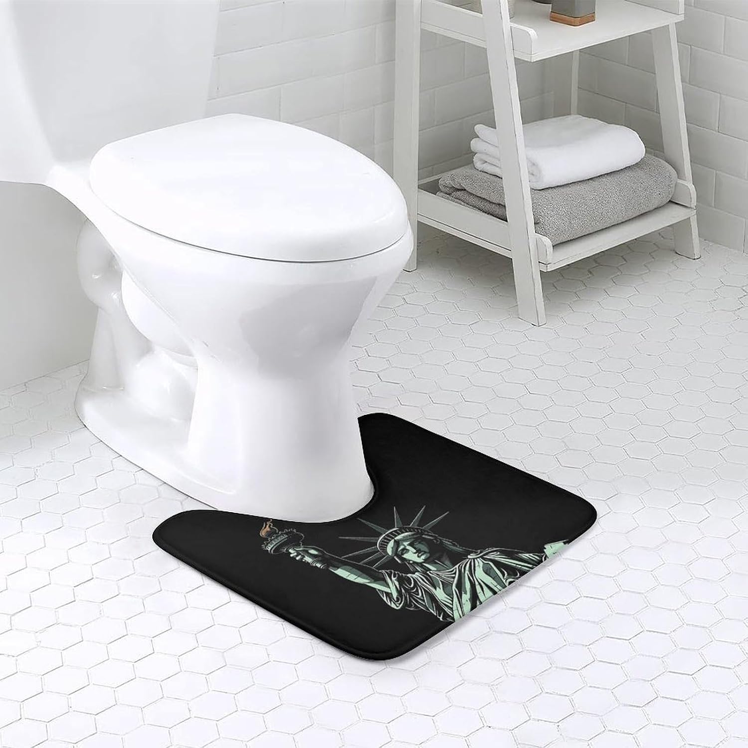 Statue Liberty U-Shaped Toilet Bath Mat Absorbent 16x20 Inch image 2