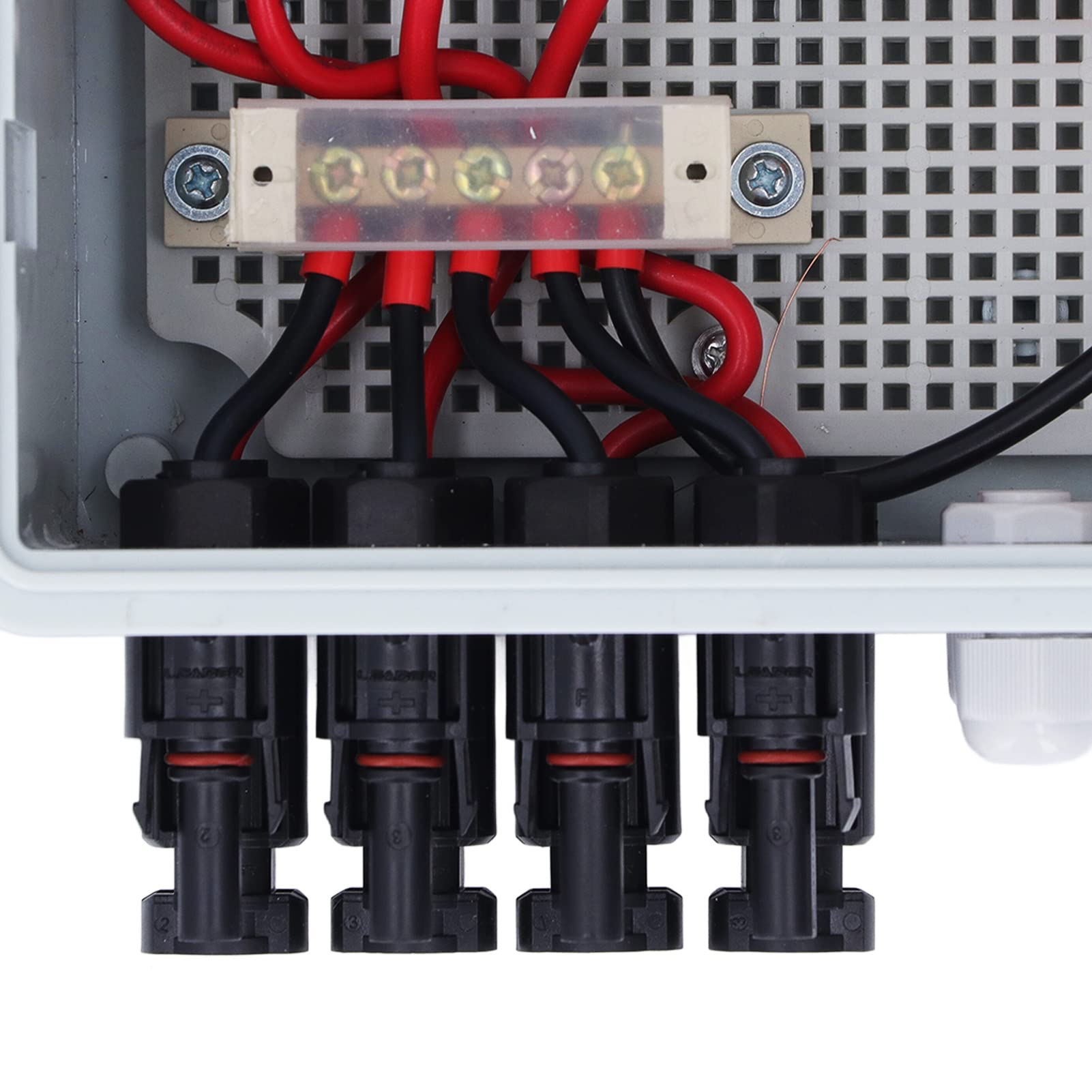 PV-Kombinierer-Box, DC12V 24V 36V 48V 4 String Solar Combiner Box mit 15A Sicherung 63A Leistungs Schalter, Outdoor-Leistungs Schalter für On-und Off-Grid-Solarstrom Anlage