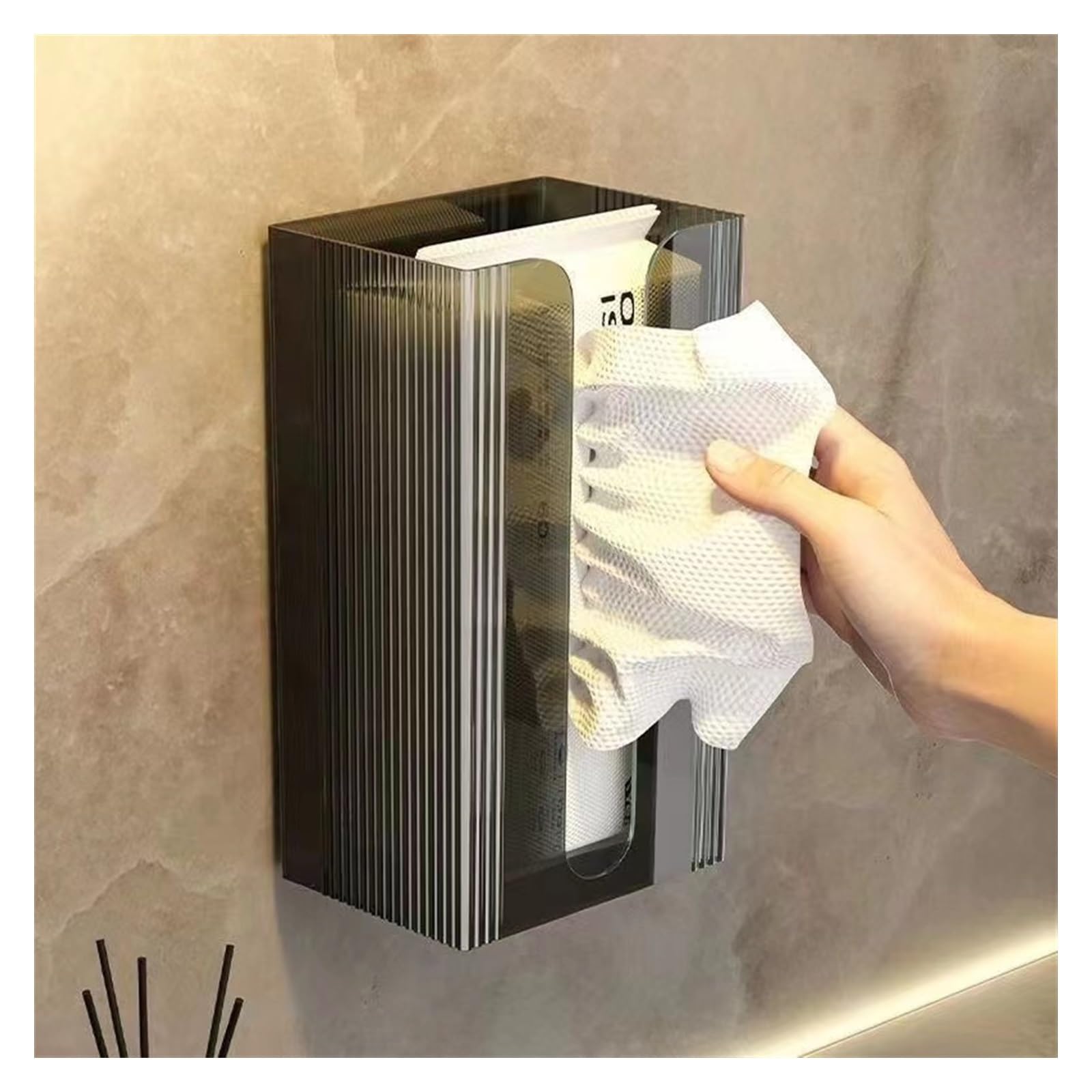 Wall-mounted tissue box Wall-mounted Tissue Box, Plastic Cover for Bathroom Bedroom Dresser Countertop Desk(Black)