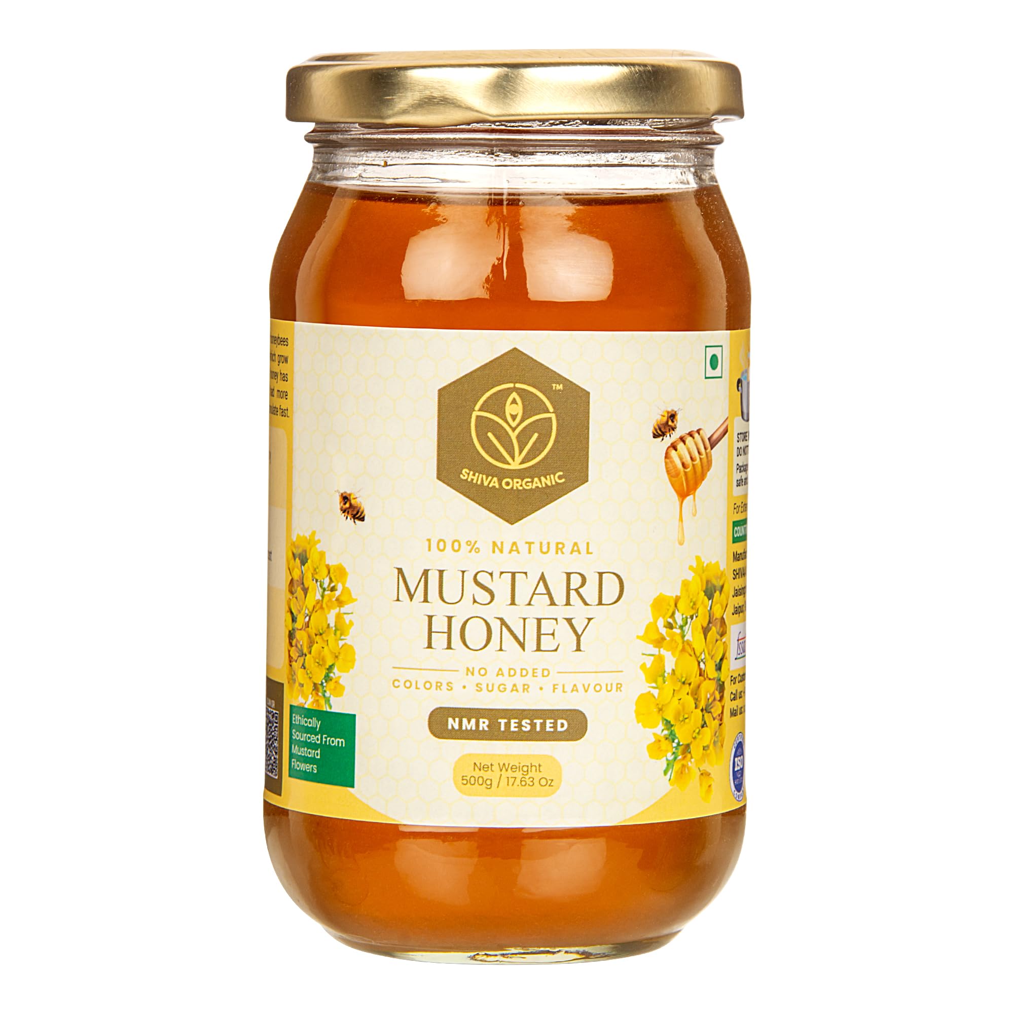 Shiva Organic Raw Mustard Honey 500g | 100% Pure NMR Tested | Raw and Unprocessed