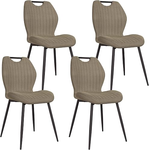 JIJIAN Pack de 4 Sillas de Comedor de Chenilla, Marrón | Patas Metálicas, Soportan Hasta 150 kg, Diseño Moderno, Sillas de Cocina, Sillas Tapizadas, para Comedor, Salón y Cocina