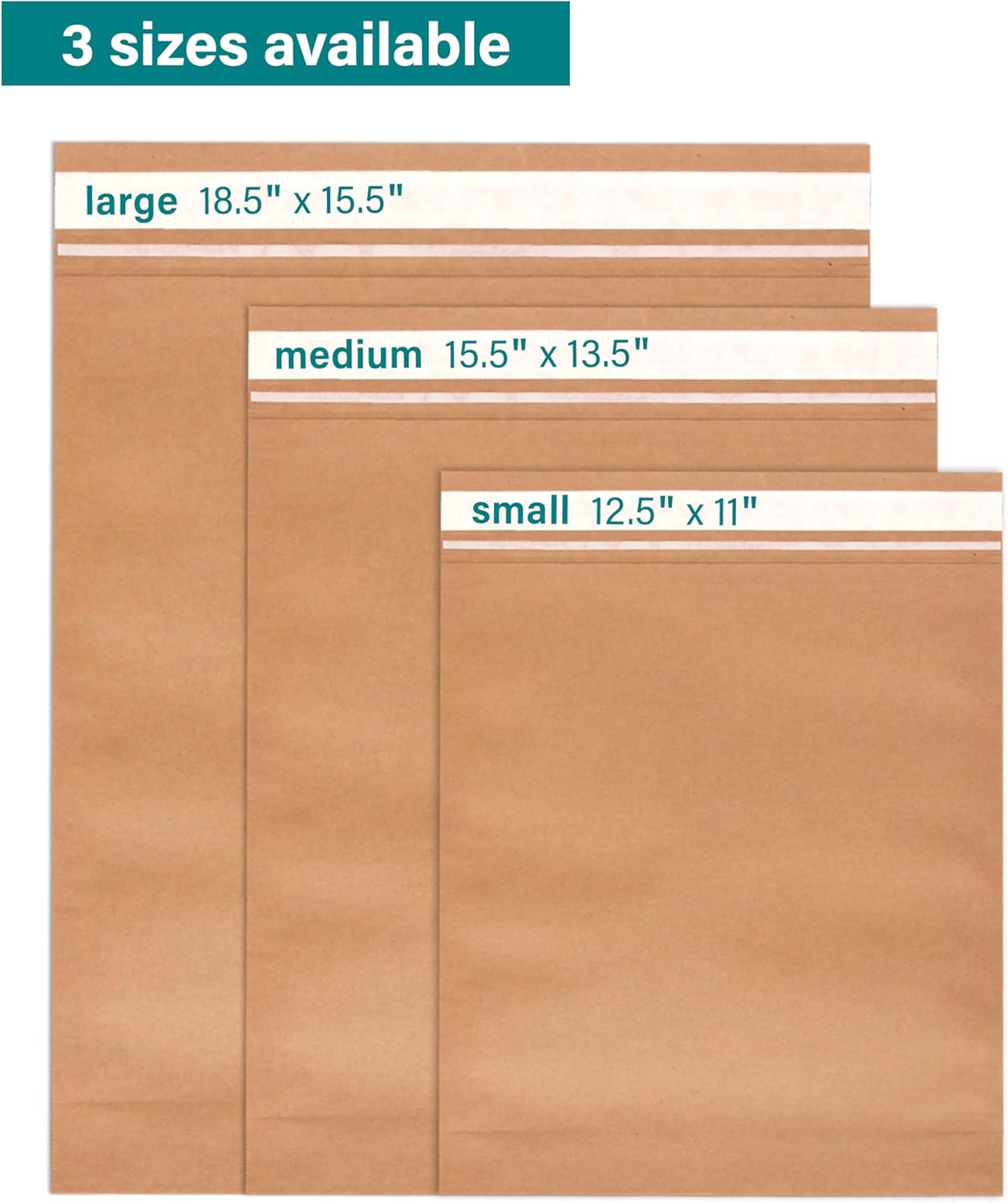 Elementree Medium Recyclable Paper Mailers - 13.5" x 15.5" - 50 Count - Brown Expandable Envelopes & Shipping Bags - Made in the USA - Double-Walled Kraft Paper (00957)