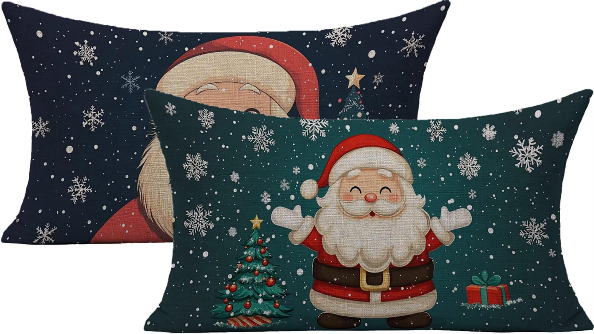 Housse de coussin extérieur imperméable 50x70cm bleu Noël pour canapé et salon de jardin