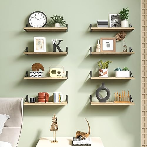 Miniatura 7 de Fixwal Estantes flotantes de 4.7 pulgadas de ancho de madera rústica, juego de 8, estantes de pared para dormitorio, sala de estar, cocina, baño
