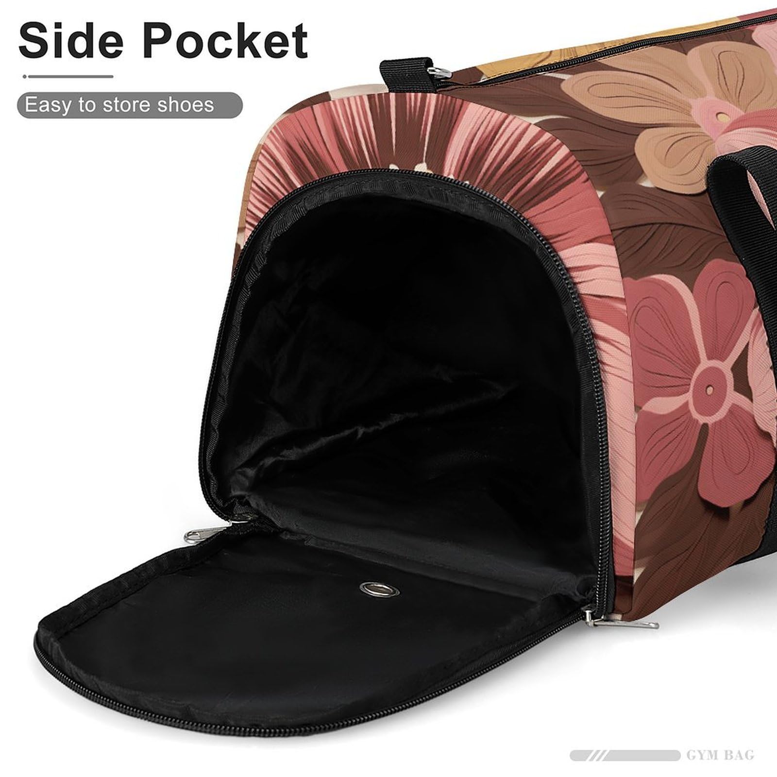 Sporttasche für Damen und Herren, mit Schuh- und Nassfach, Reisetasche, Braun, Blumenmuster, Wochenendtasche, Handgepäcktasche für Schwimmen, Fitness, Workout, Sport, Dufflebag, Stil 3, Einheitsgröße,
