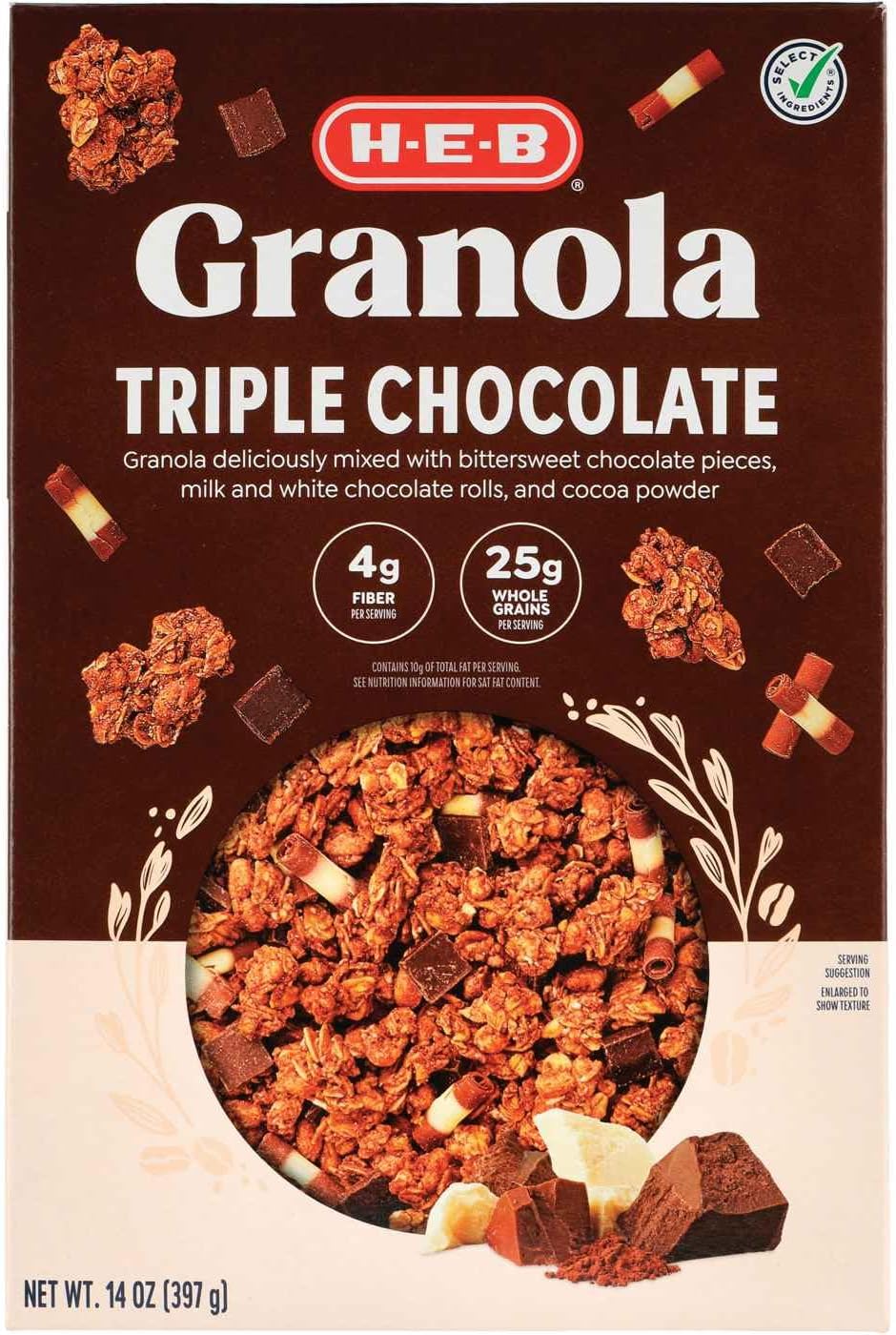 H‑E‑B Triple Chocolate Granola 14 oz 2 Boxes