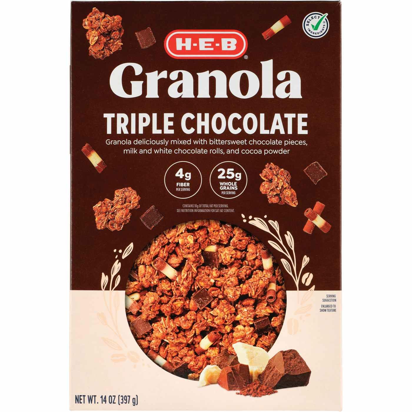 H‑E‑B Triple Chocolate Granola 14 oz 2 Boxes