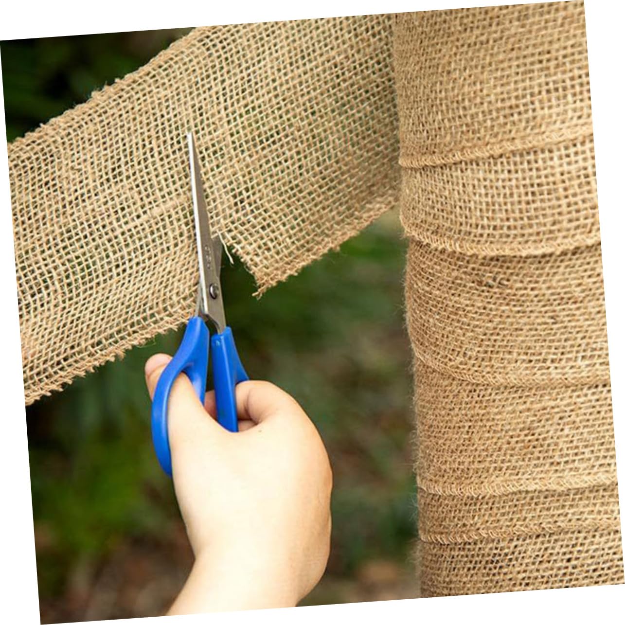 HANABASS 4 Pezzi Protezione per in Juta Traspirante per Giardinaggio per Tronchi D'Albero con Fasce in Juta Naturale per Tronchi D'Albero per