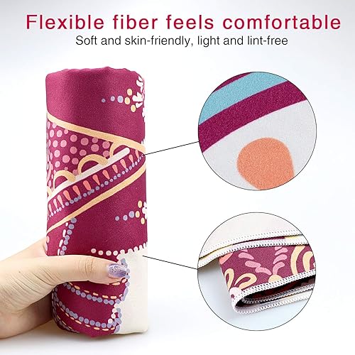 Miniatura 3 de Malihome Toalla de playa fina de secado rápido, sin arena, súper absorbente, estampado de dos lados, manta grande de gran tamaño para viajes,