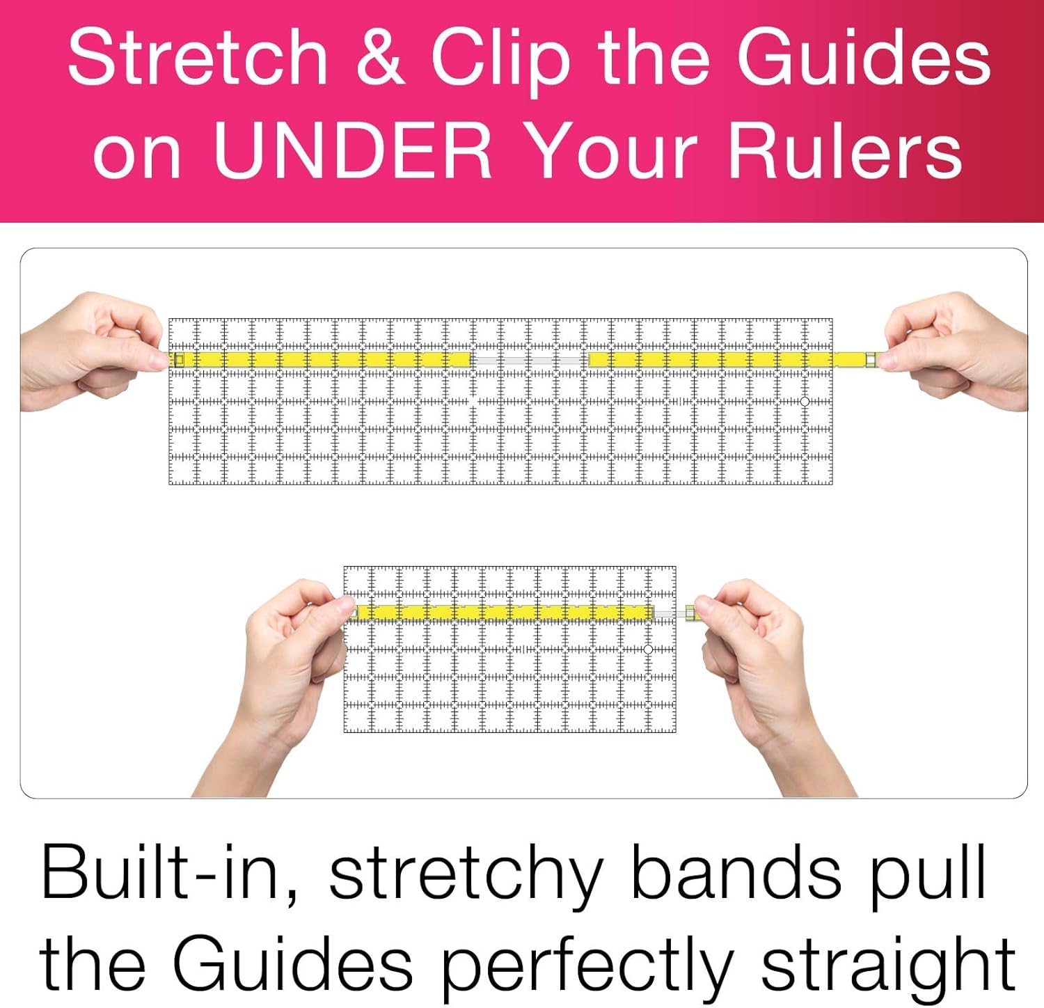 Guidelines4Quilting Quilt Ruler Upgrade Kit for 12 Inch and 24 Inch Rulers, Cut Accurate Strips and Squares Even in 1/8 Inch Increments with No Fabric Waste, Non-Slip, Left-Hand Friendly, Made in USA