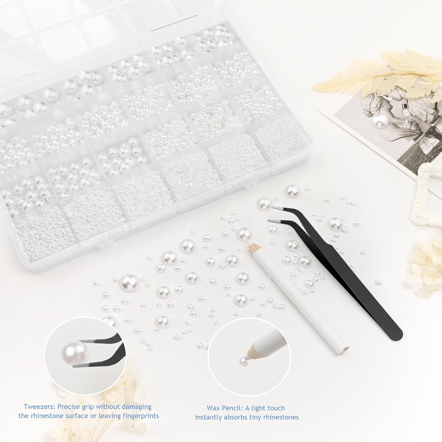 13000 Pcs White Flatback Pearls 2/3/4/5/6/8/10mm Half Round Pearls for DIY Crafts Nail Art Shoes Mobile Phone Cases Etc - Image 4