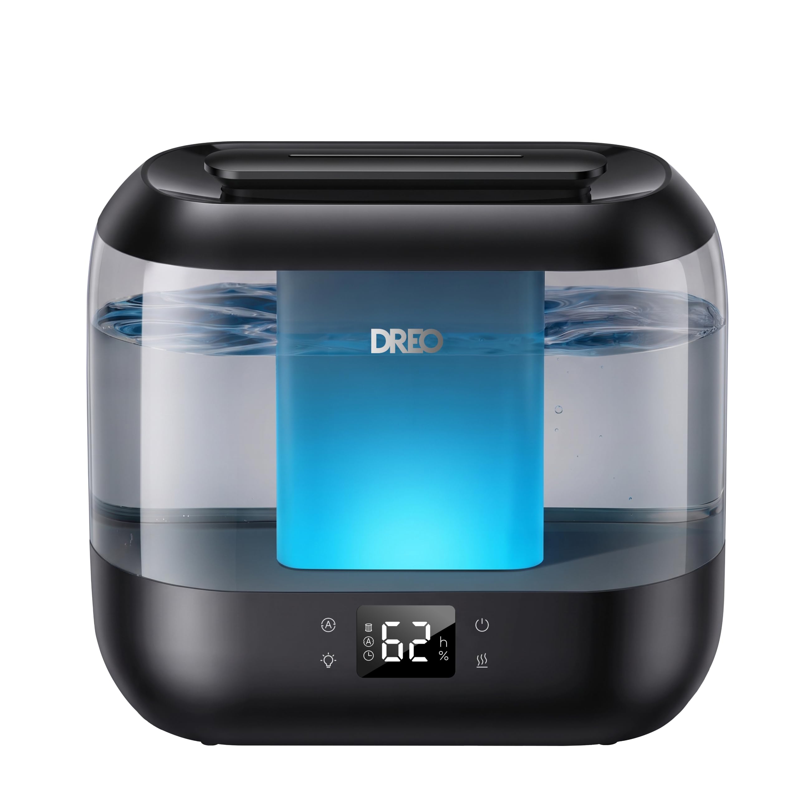 DREO 4L Cool Mist Humidifier, Smart Humidity Sensor & LED Real-Time Humidity Display, 21dB Silent Bedroom Diffuser, Top Refill Oil Diffuser, 40 Hours Runtime, Soft Night Light, Easy Clean, Black