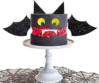 Halloween Bat Cake Topper with Eyelashes Halloween Party Cake Decoration Supplies for Birthday Party, Wedding, Baby Shower, Halloween Party Decorations