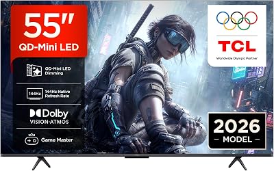 TCL 55T8D – Smart TV QD‑Mini LED 4K HDR10+ da 55", pensato per il gaming, 144Hz VRR