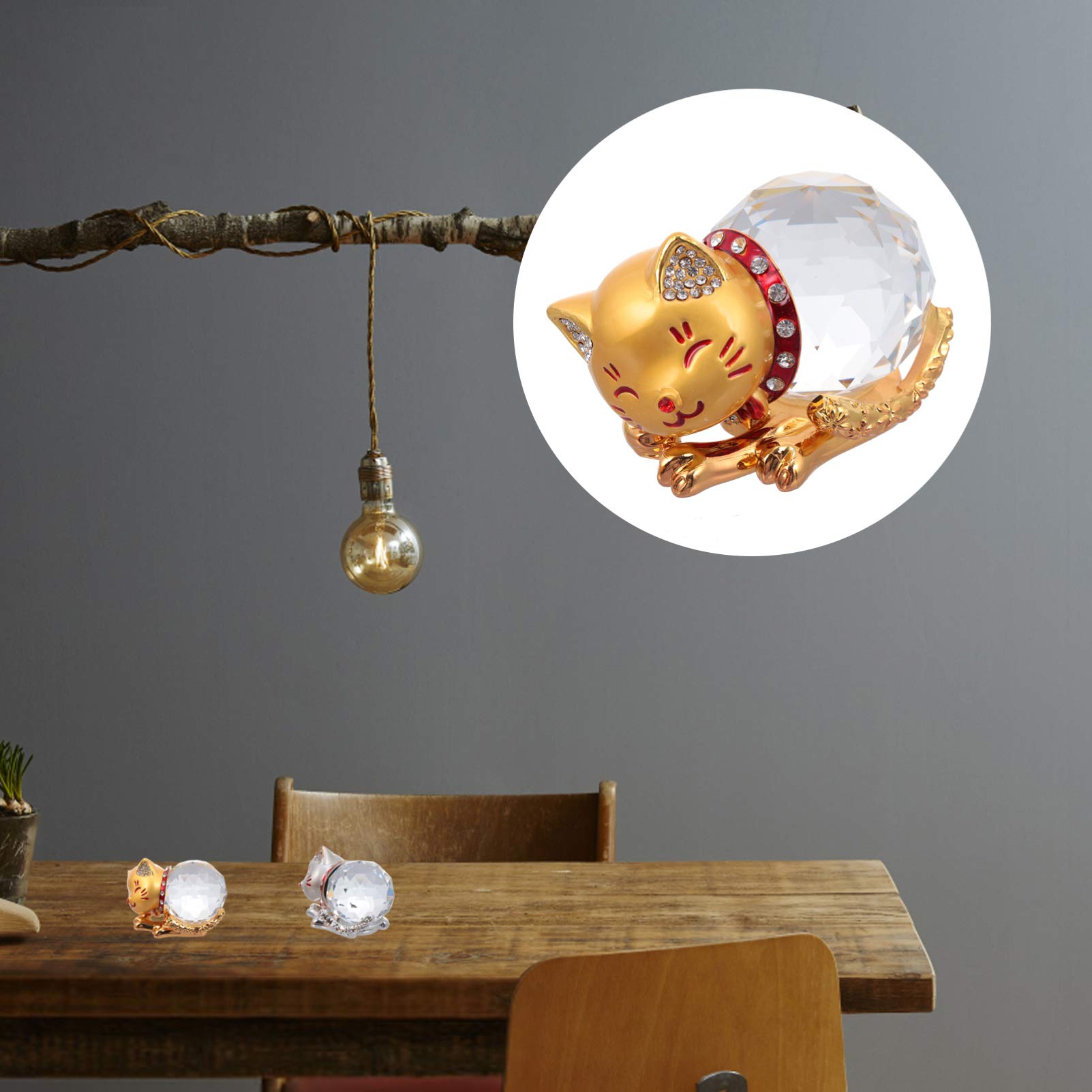 ifundom Ornamento es Estatuilla de Gato de La Suerte de Maneki Neko de Cristal para Decoración de Coche de Cumplea?os de Bodas 2 Piezas Decoración De Escritorio