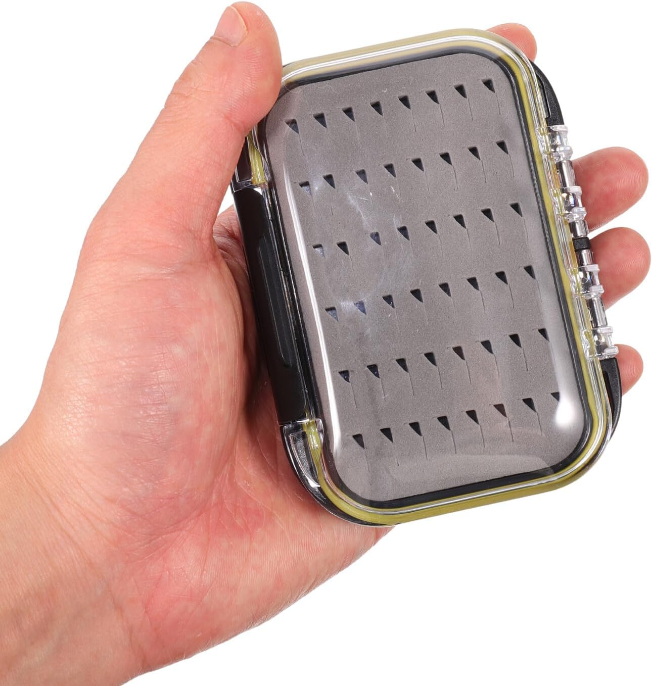 Waterproof Fly Fishing Lure Box with Triangular Foam Insert, Plastic Fishing Tackle Organizer Case for Streamers, Hooks, and Worms, Compact Storage for Anglers