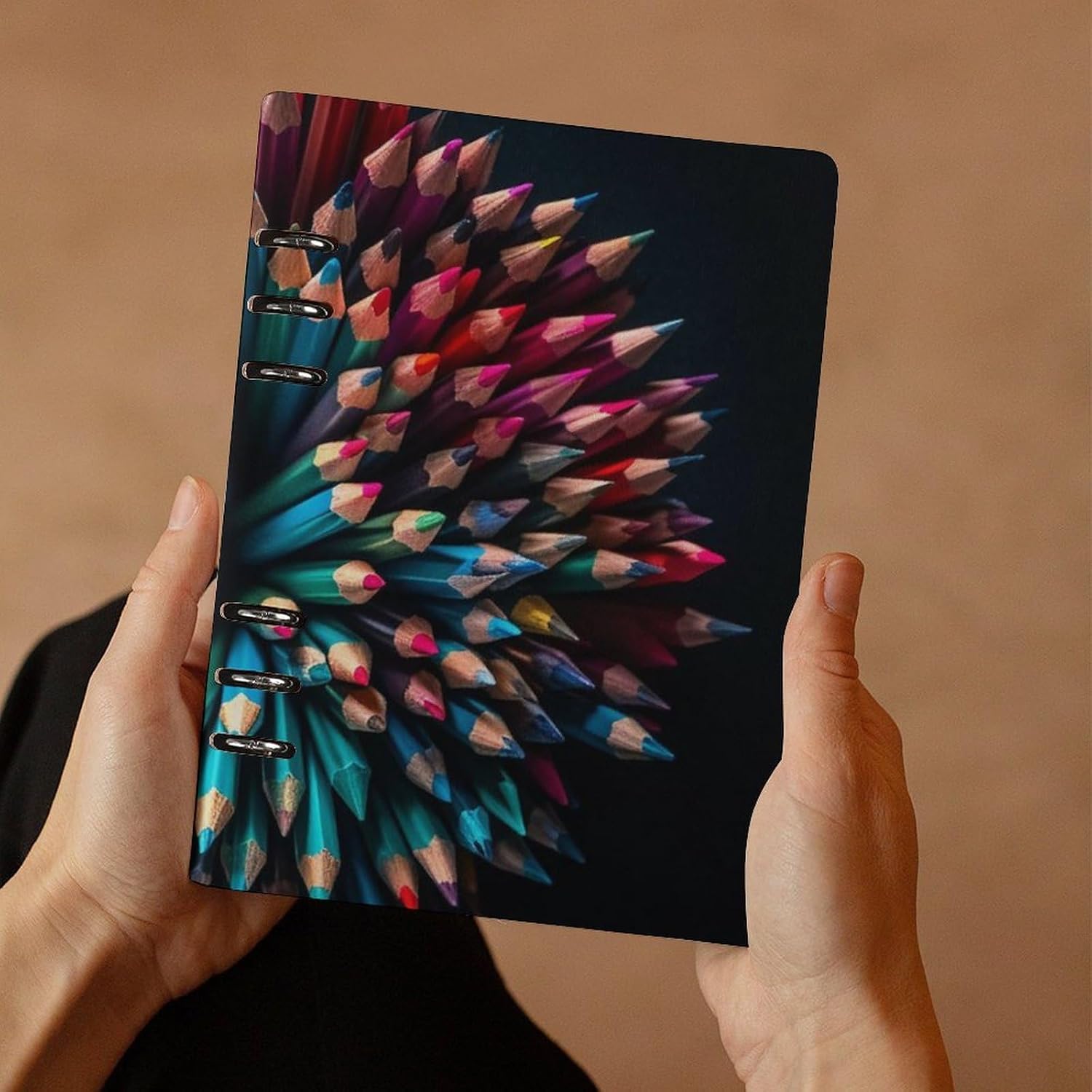 DWVSFJM Many Colored PencilsPu Leather Notebook, Waterproof Wear-Resistant Spiral Notebook,A5 Hardcover Notebooks 90 Sheets Perfect For Office Home Supplies