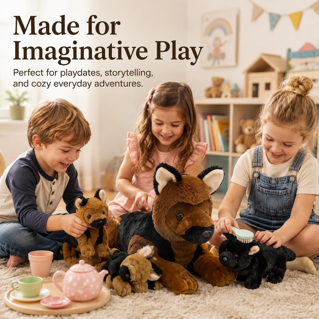 MorisMos German Shepherd Stuffed Animal with 3 Puppies image 2