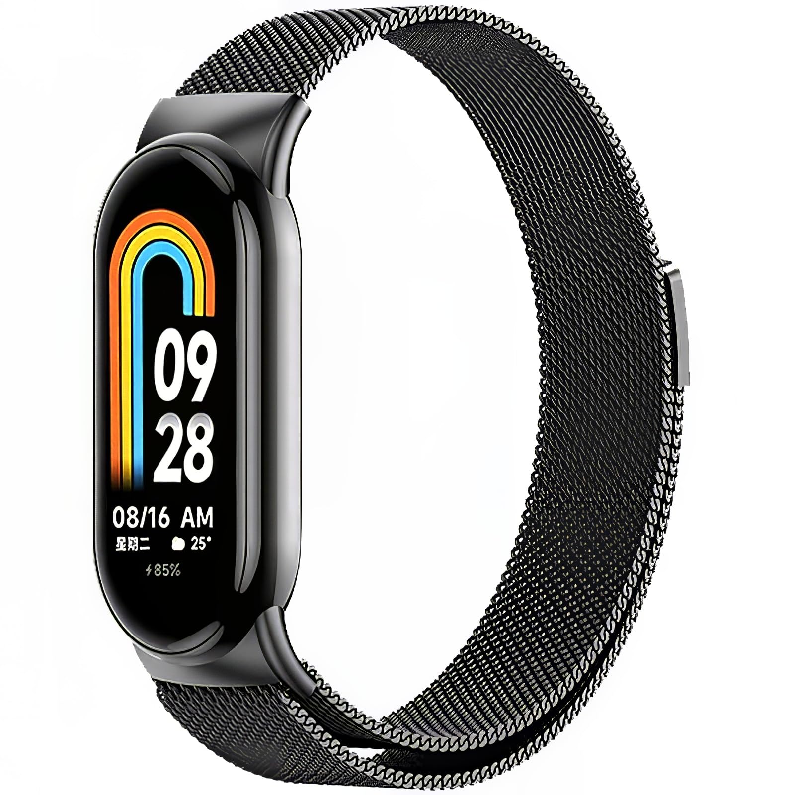 Harikiri Magnetic Straps Compatible with Xiaomi Mi Band 9/8,Metal Replacement Strap for Women and Men, Black, 140 à 215 mm