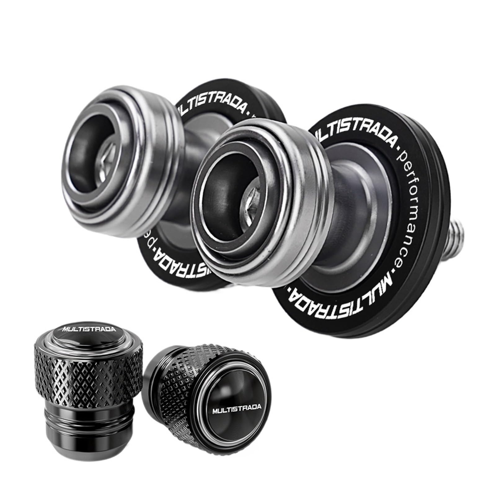 Motorcycle Rear Stand Swing Arm Spool Sliders for DU@&Cati Multistrada V2 V4 V2S V4S 950 950S 1200 1260S M8 Swingarm Spools Slider Stand Tire Valve Caps(2PCS-Titanium)