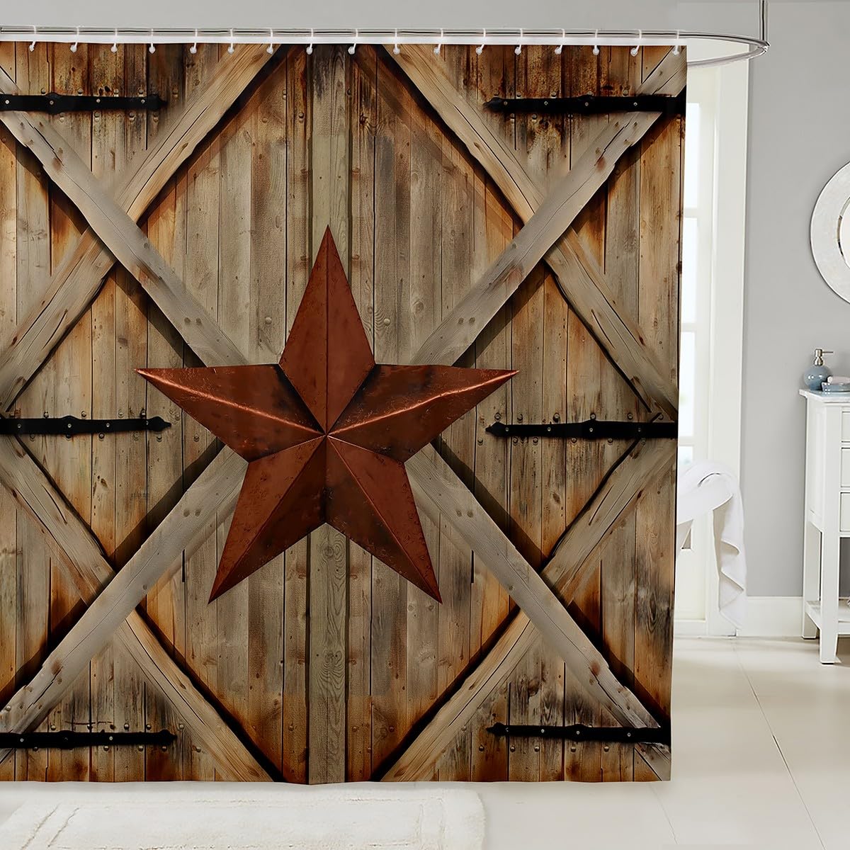 Rideaux de douche vintage étoile du Texas pour éliminer la monotonie d'une salle de bain