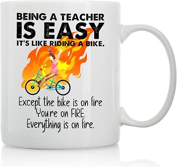 Winston & Bear Being a Teacher is Easy - 11oz and 15oz Funny Coffee Mugs - The Best Funny Gift for Teacher from Students and Colleagues - Coffee Mugs and Cups with Sayings