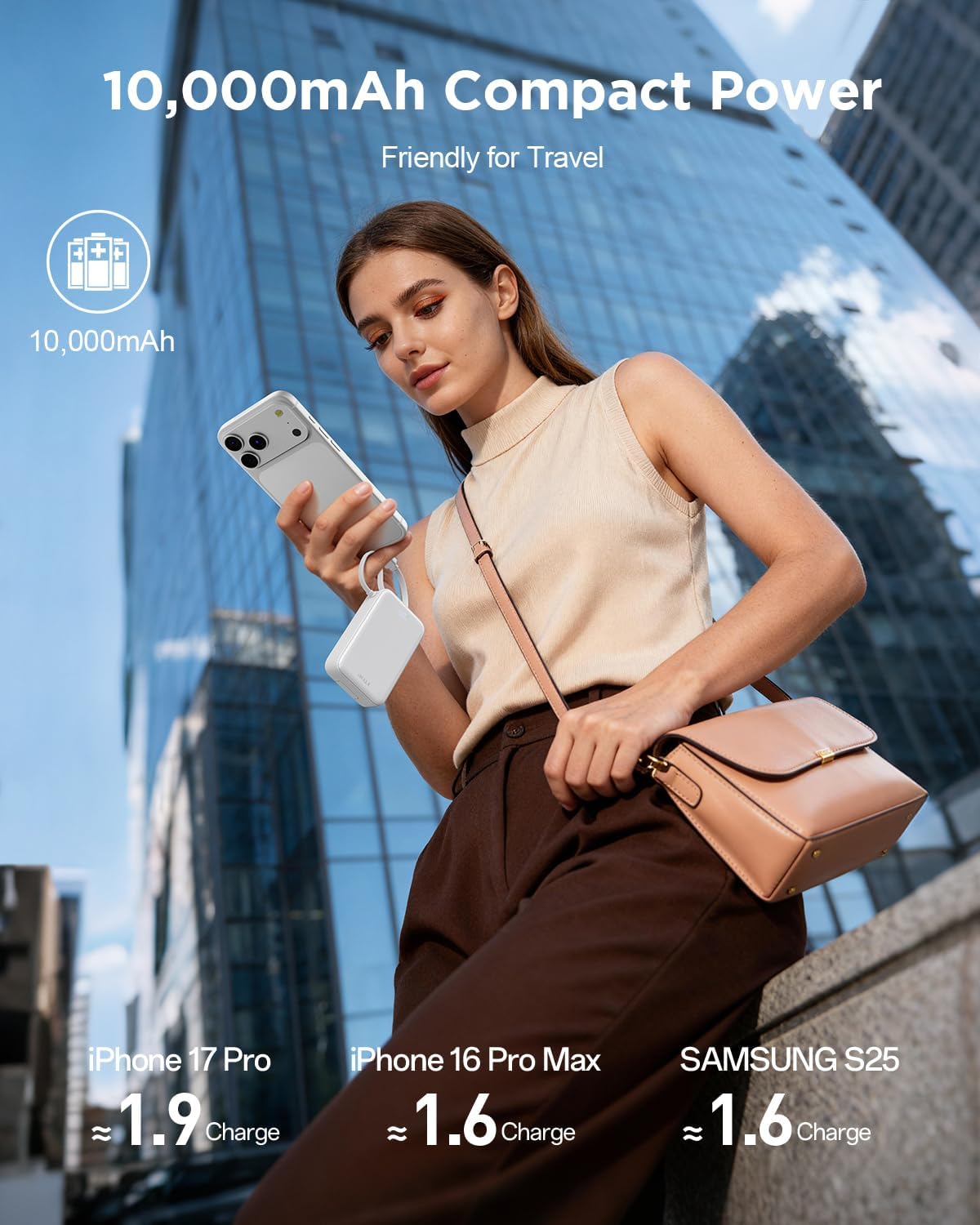 iWALK Portable Charger, 10000mAh 45W PD Power Bank, USB C in&Out Fast Charging Battery Pack with Phone Stand, Travel Essential Powerbank for iPhone 17 16 15 14 13 12 Samsung S25 MacBook etc,Black - Image 5