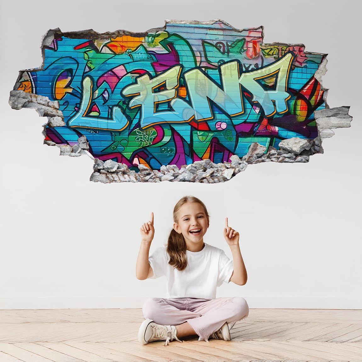 tjapalo® p64 3D Wandtattoo Graffiti Name Wandtattoo Kinderzimmer Junge Teenager Cooles wandtattoo Cool Wandsticker jungenzimmer jungs, Größe: B100xH58cm