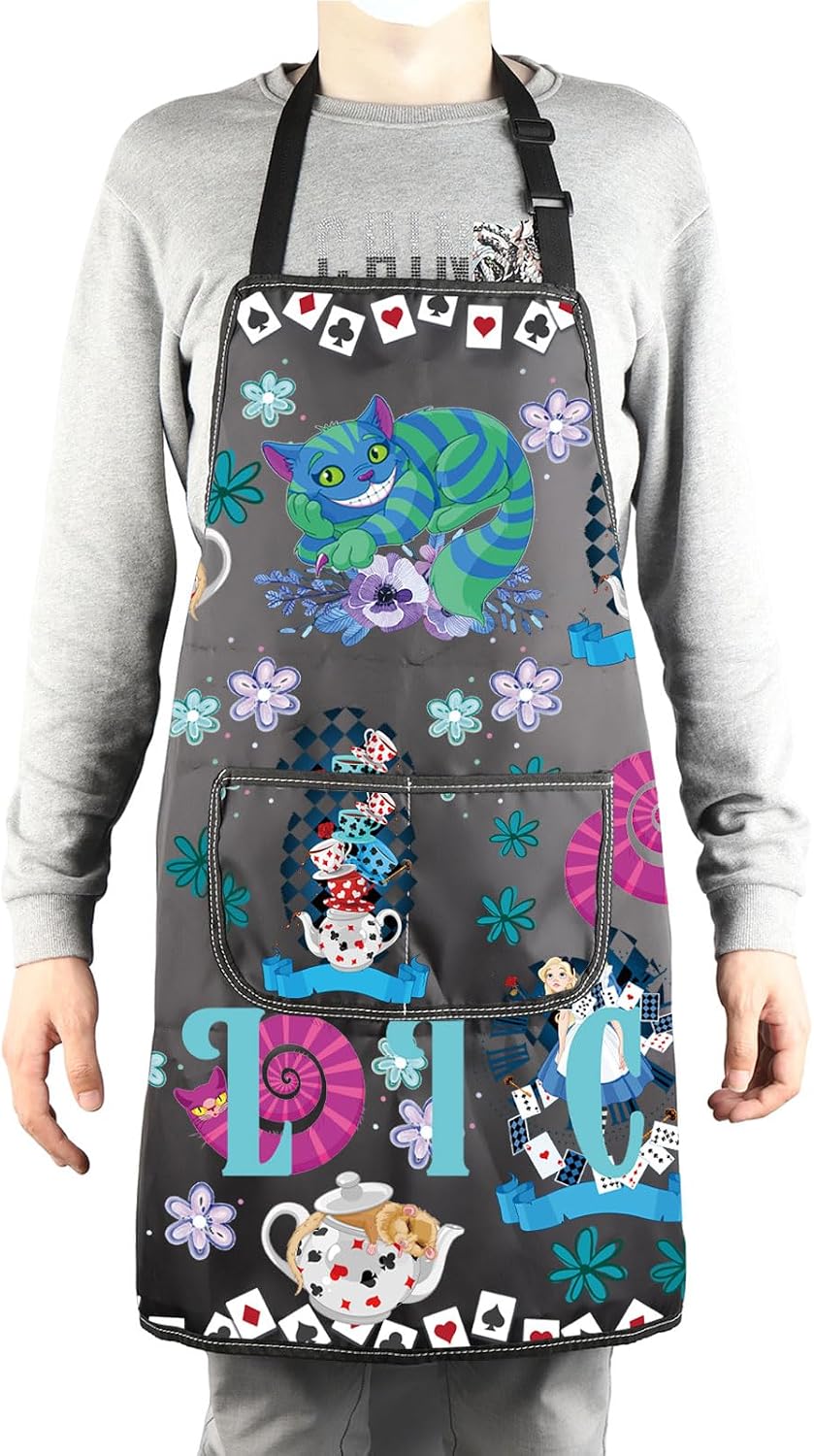 MBMSO Alice Apron Alice Inspired Gifts Alice Kitchen Apron with Pockets Wonderland TV Movies Show Gifts for Fairy Tale Fans