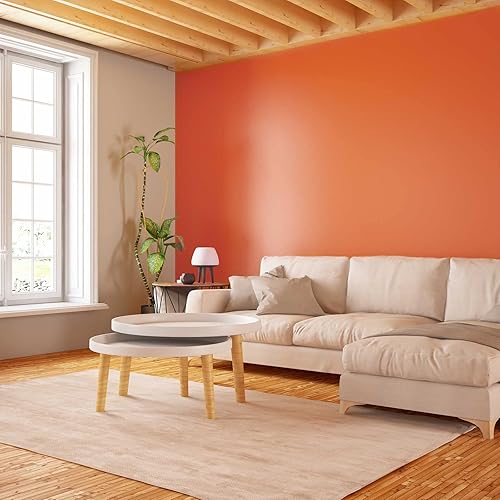 Miniatura 2 de Consine Papel pintado naranja de despegar y pegar, 15.7 X 315 pulgadas Papel pintado para inquilinos, papel pintado de vinilo PVC extraíble,