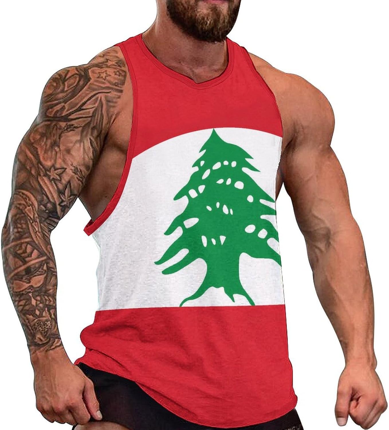 Lebanon Flag Mens Breathable Printed Tank Top 5XL