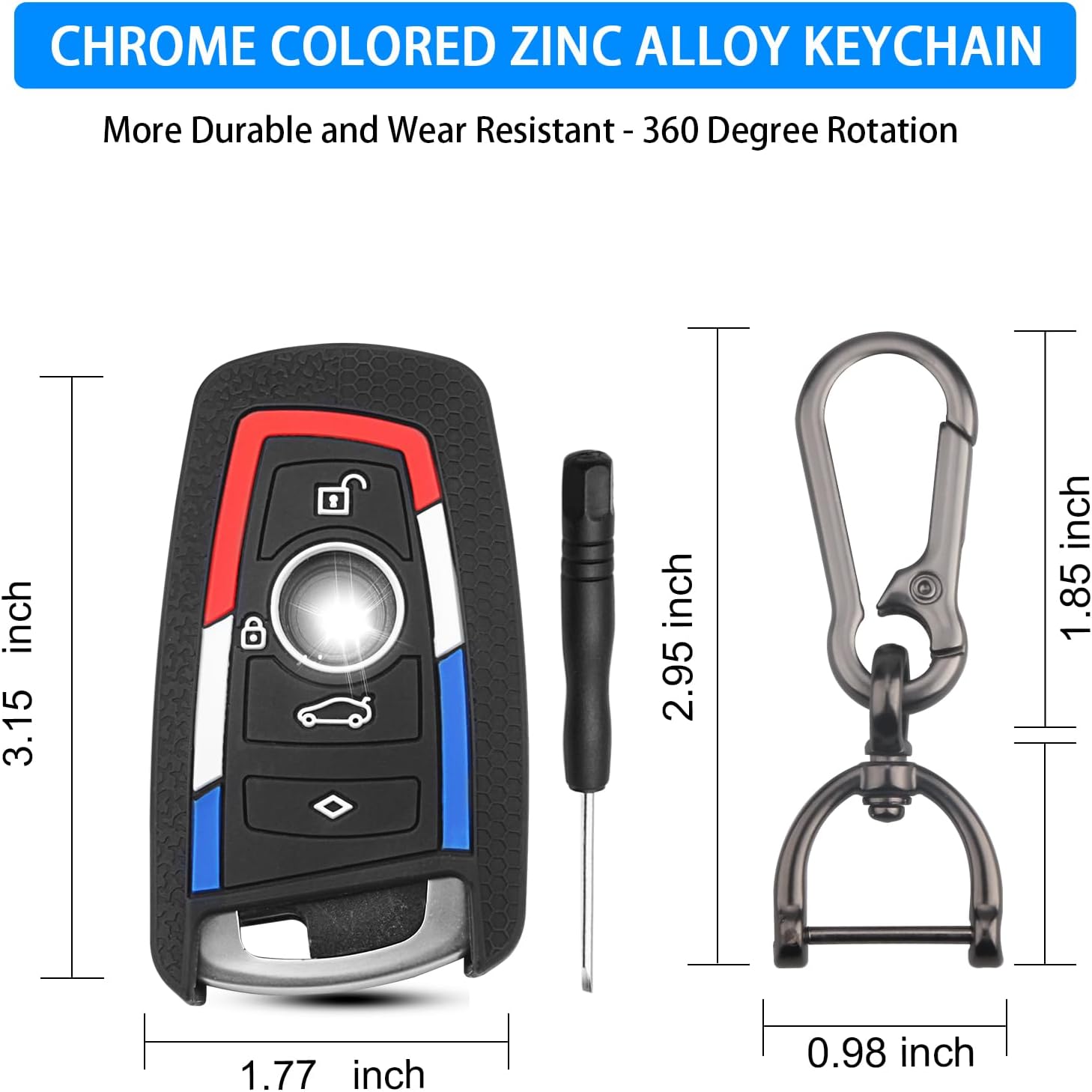 QBUC for BMW Key Fob Cover, Silicone Key Shell Case for BMW X3 X5 X4 X1 X6 2 3 4 5 6 7 Series M3 M5 M6 GT3 GT5 G30 F10 F20 Key Protector with Keychain