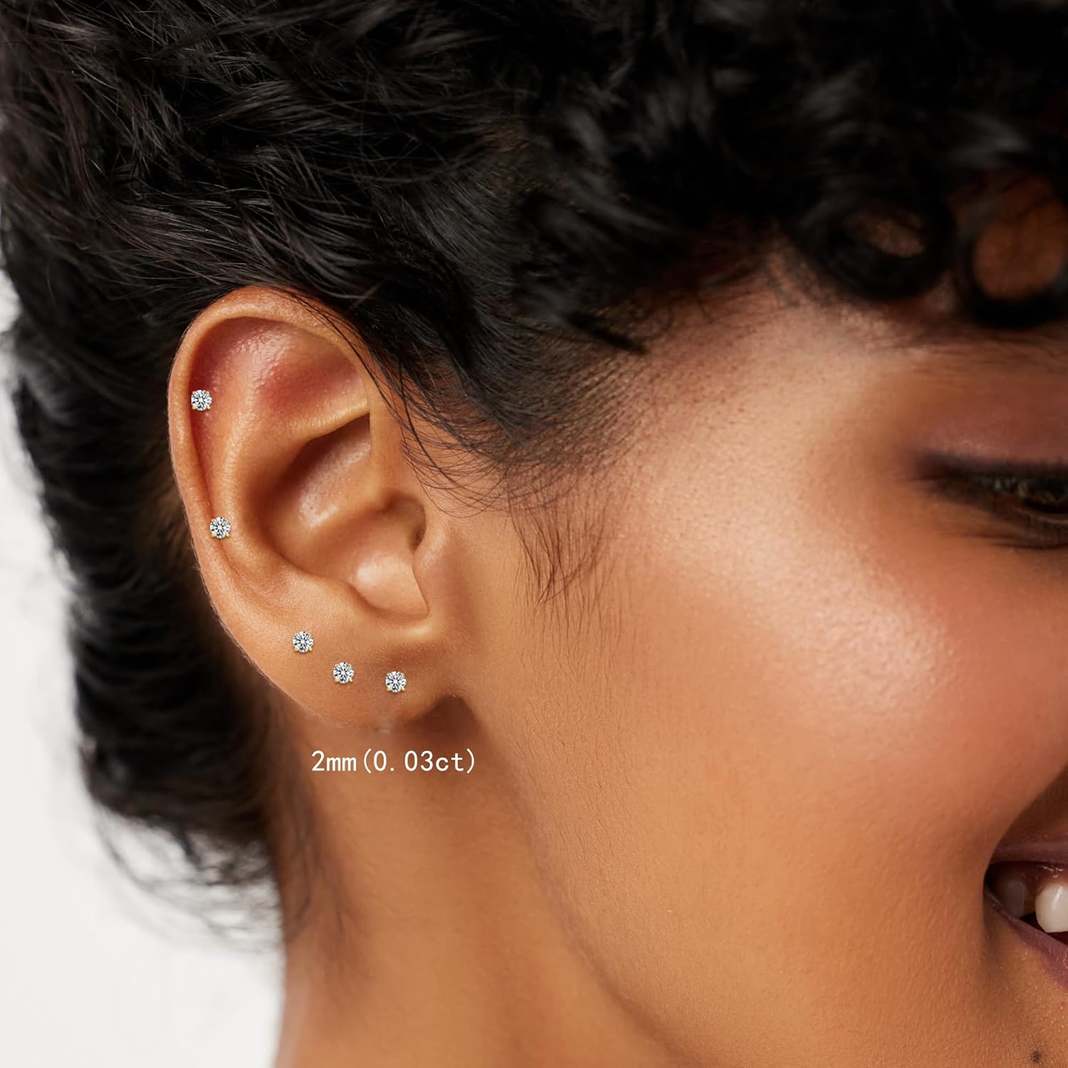 1-5Pairs Flat Back Earrings Set (2-6mm), Push Pin Cartilage Stud earrings for Women, 14K Gold Filled Cubic Zirconia Stacking Earrings Studs, Hypoallergenic Helix Piercing Jewelry, No Screw for Sleeping - Image 4
