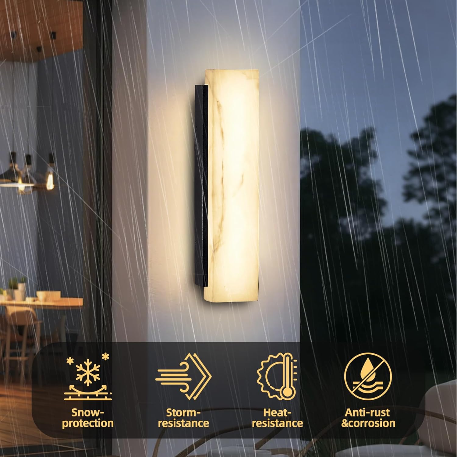 Outdoor Wall Sconce, Waterproof Porch Wall Lighting, Modern Outdoor Wall Lights with Acrylic Lampshade, 31W Dimmable LED Exterior Lights for House Garage Patio Front Door Entryway, 3000K