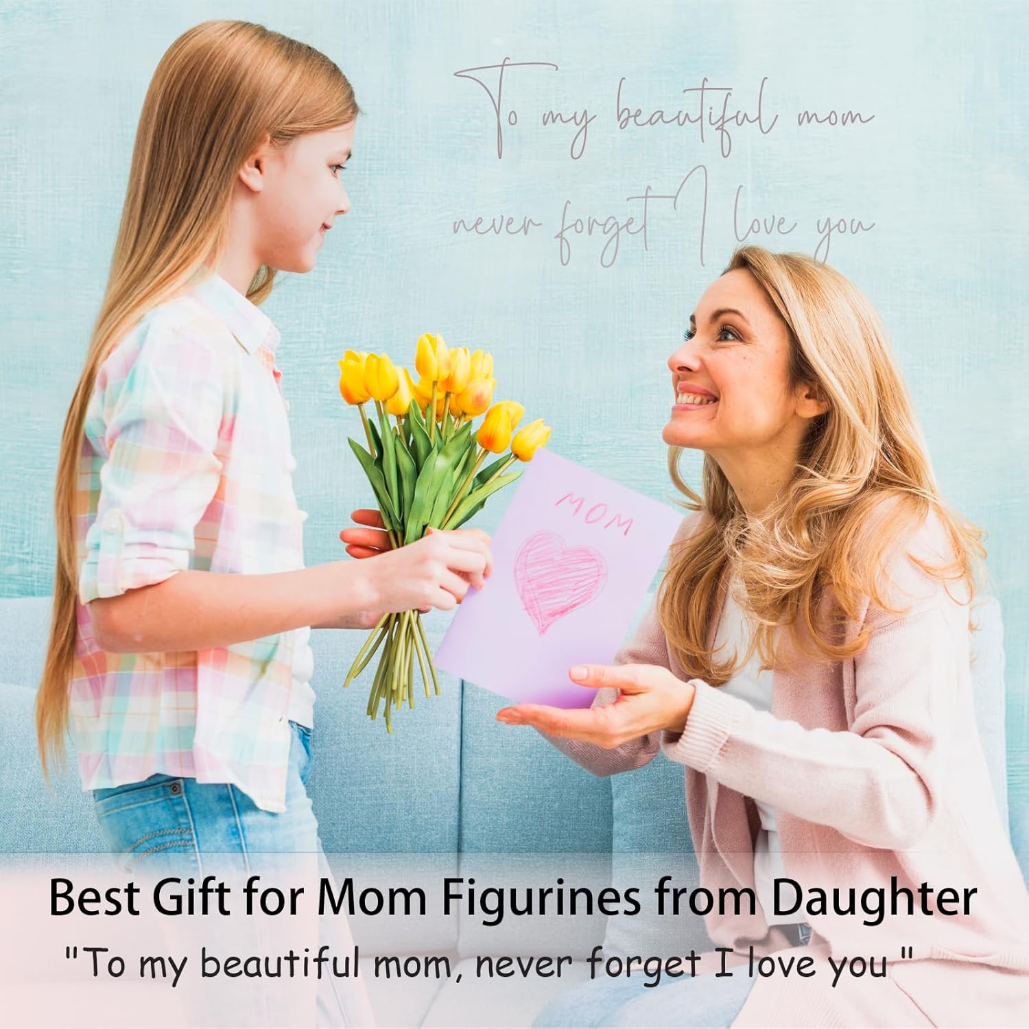 Mom Birthday Gift from Daughter - Handmade Resin Mother Daughter Hug Sculpture, Thanksgiving/Christmas Mom Gifts Figurines