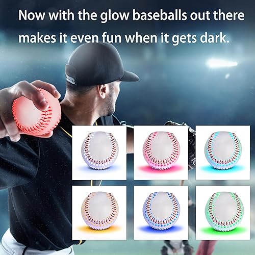 Miniatura 5 de Tebery Béisbol iluminado con 6 colores cambiantes, béisbol que brilla en la oscuridad, regalo de béisbol de tamaño oficial para niños y niñas, niños