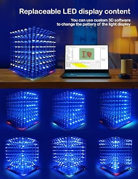 3D Led Cube DIY Electronics Kit Soldering Project Kit (3D8S-BLUE)