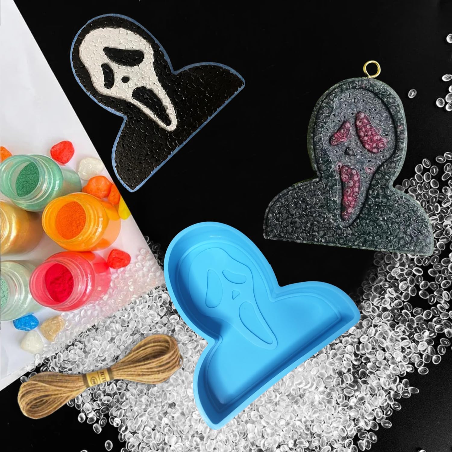 Halloween Silicone Freshies Mold, Scream Ghost Freshie Mold for Aroma Beads, Car Freshies Kit Car Freshies Supplies for Car Home Decoration