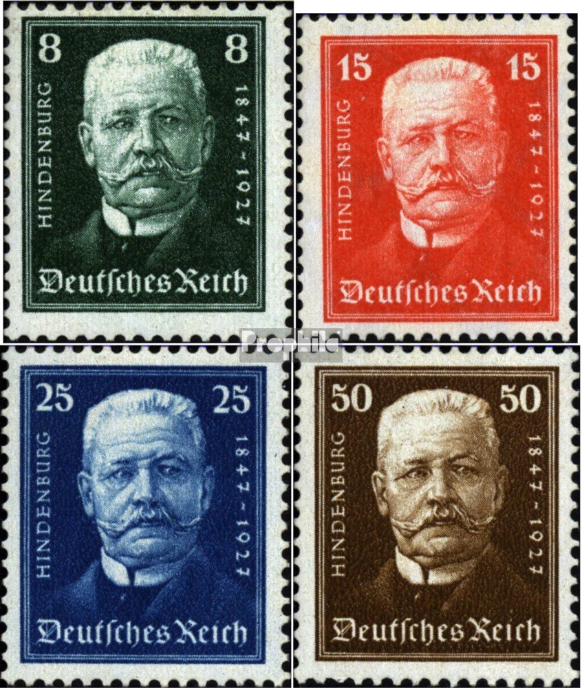 Sellos Imperio alemán 1927 Hindenburg completan serie Prophila 403-406 2