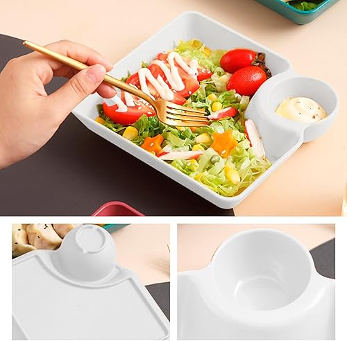 Miniatura 5 de 4 bandejas divididas para papas fritas y salsas de largo x ancho (7.28 x 7.28 pulgadas) bandejas para servir para entretener con soporte para salsa