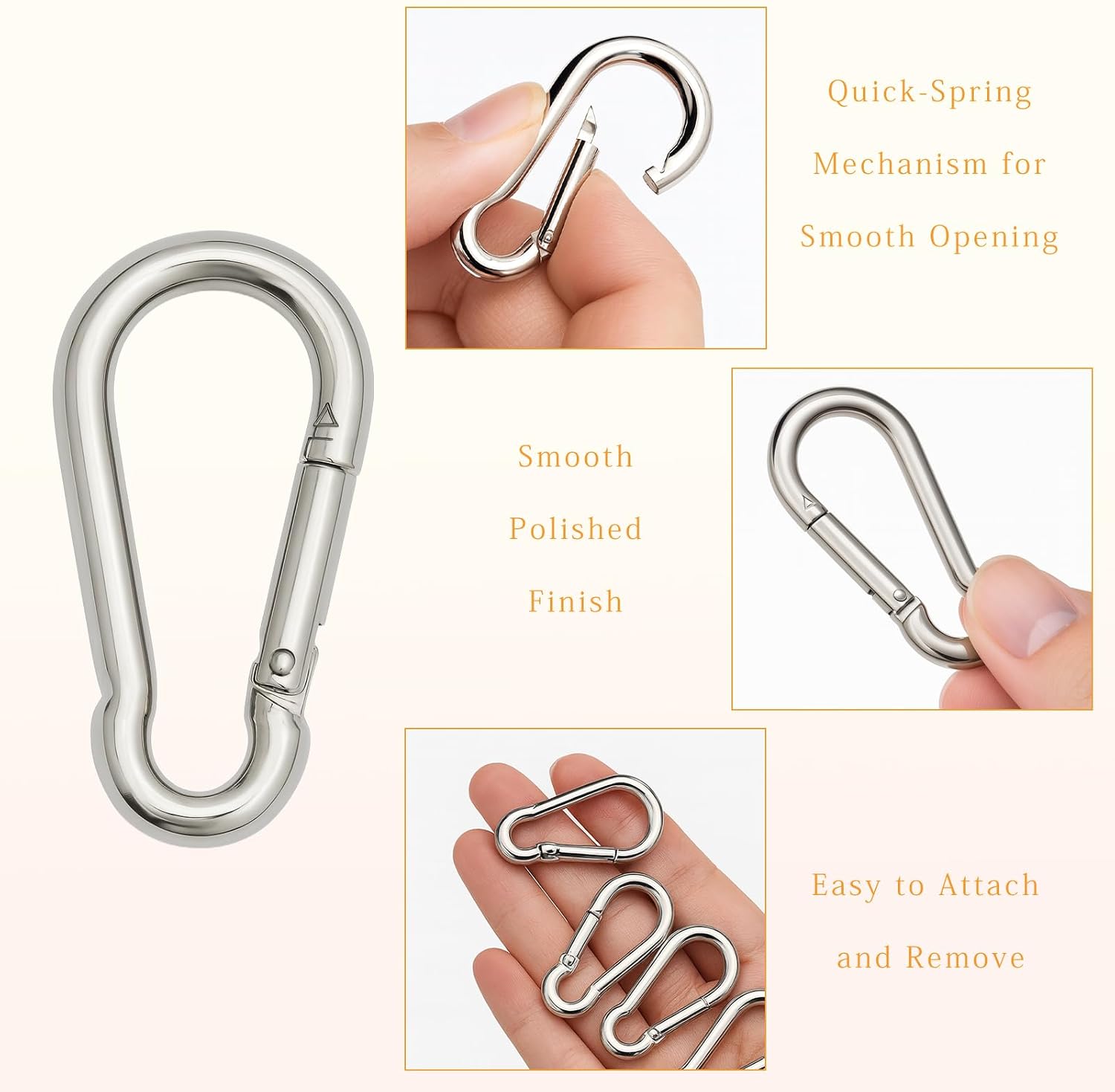 1.57-Inch Mini Carabiner Clips, 20-Pack Spring Snap Hooks for Keychains, Backpacks, Bottles, Pet Tags & Leashes, Camping & Daily Use