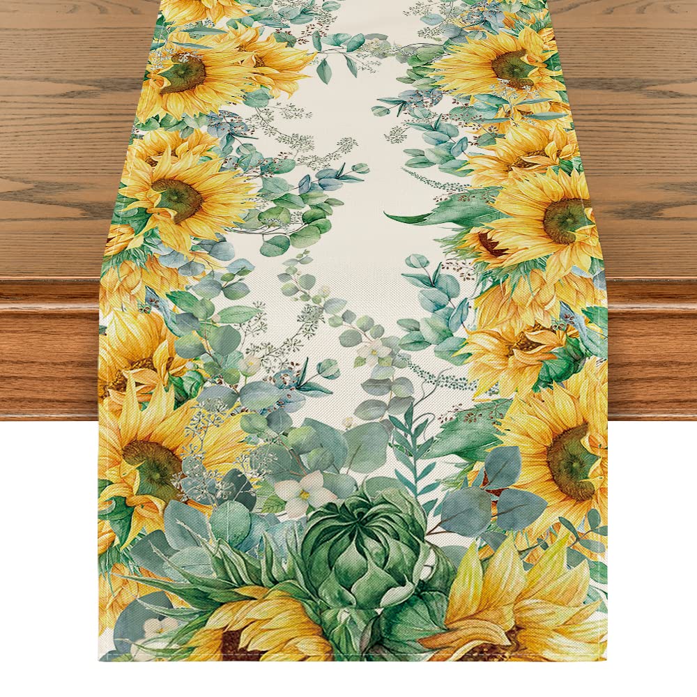 Chemin De Table Printemps/Été Artoid Mode - Motif Eucalyptus 40x180 Cm - Polyester Lavable - Déco Fête