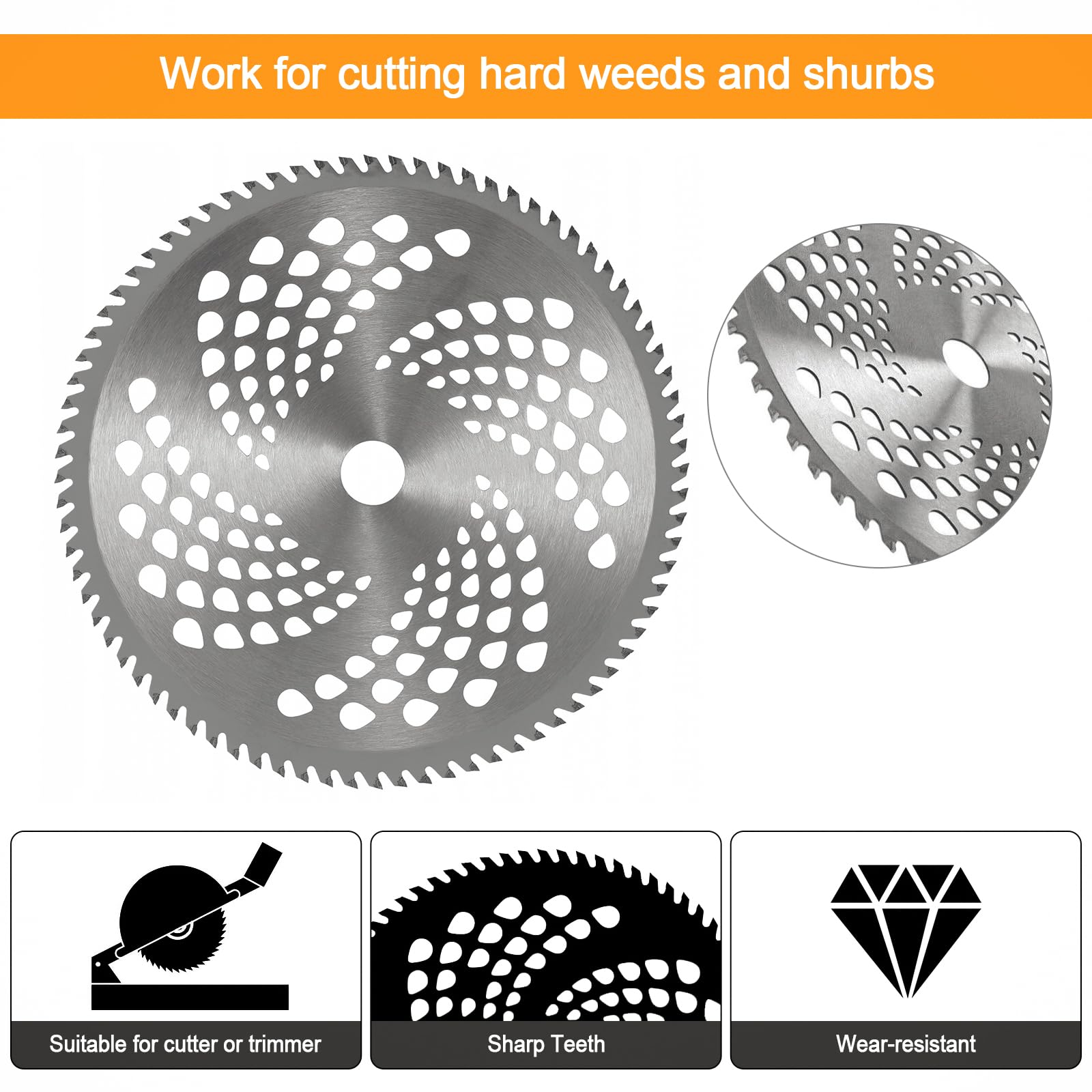 Lama per decespugliatore circolare con punta in carburo da 25,4 cm x 80 denti, 25,4 cm x 80 denti, in acciaio inox, compatibile con Husqvarna, Stihl String Trimmer, tosaerba