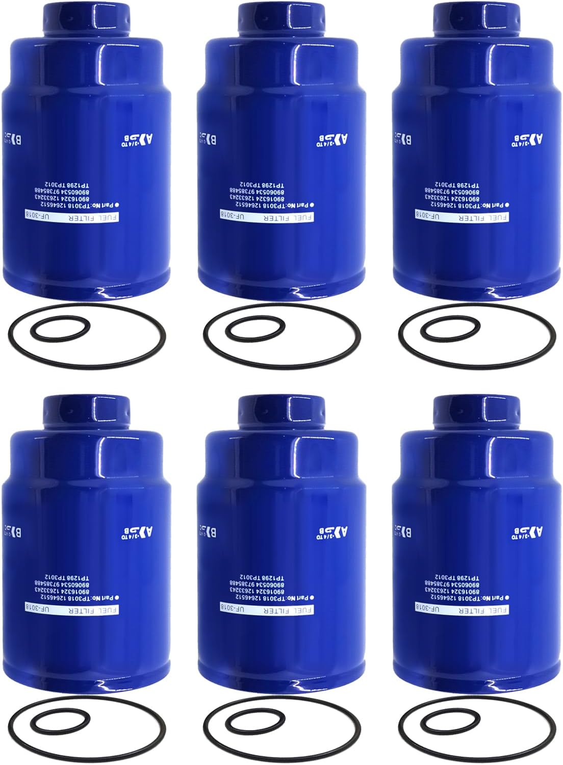 TP3018 Diesel Fuel Filter Fit for 2001-2016 Chevy Silverado 2500 HD 3500 HD Express GMC Sierra 2500HD 3500HD Savana, Replaces # TP3012 12664429 12633243 33960XE, Pack of 6